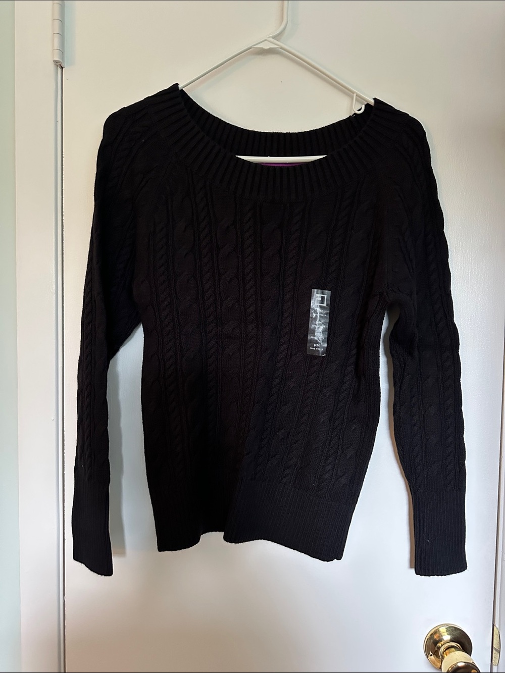 jcpenney Black Cable-Knit Scoop Neck Sweater